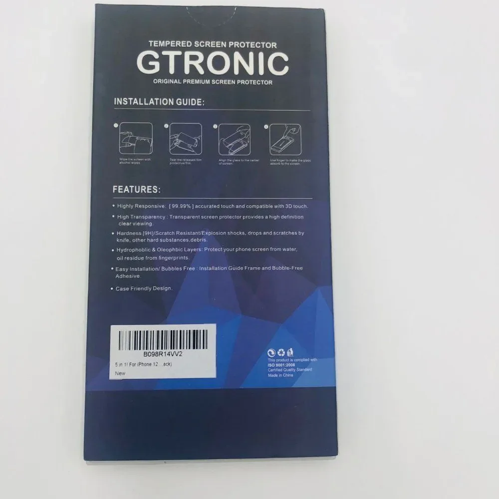 Brand New GTRONIC Tempered Glass Screen‎ Protector For iPhone 12